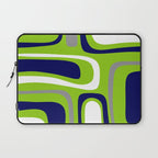 Midcentury Modern Abstract Lime Green Palm Springs Pattern with Navy Blue, Gray, and White Laptop Sleeve Gallery Image 1