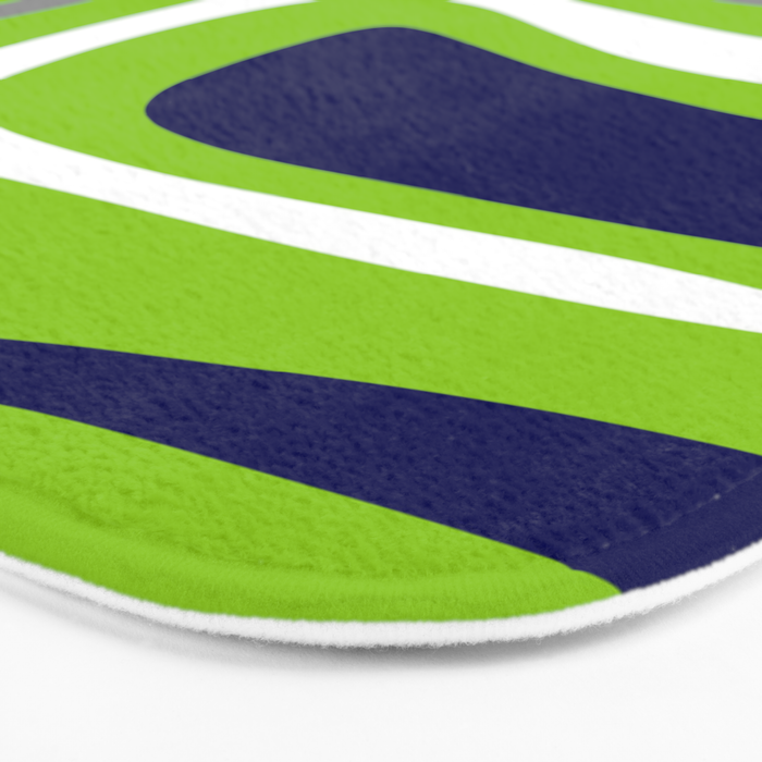 Midcentury Modern Abstract Lime Green Palm Springs Pattern with Navy Blue, Gray, and White Bath Mat Gallery Image 3