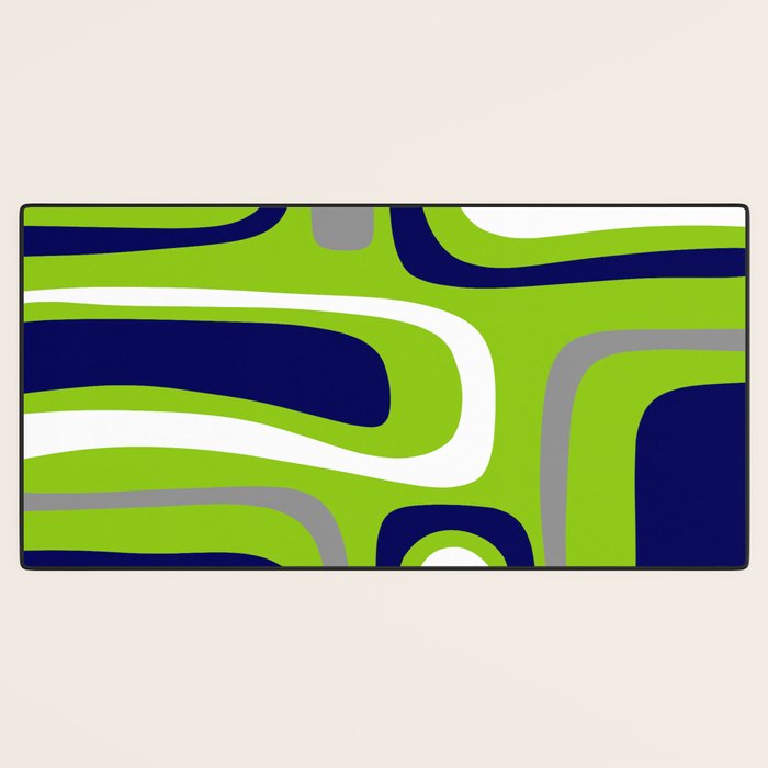 Midcentury Modern Abstract Lime Green Palm Springs Pattern with Navy Blue, Gray, and White Desk Mat Gallery Image 3