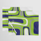 Midcentury Modern Abstract Lime Green Palm Springs Pattern with Navy Blue, Gray, and White Placemat Gallery Image 1
