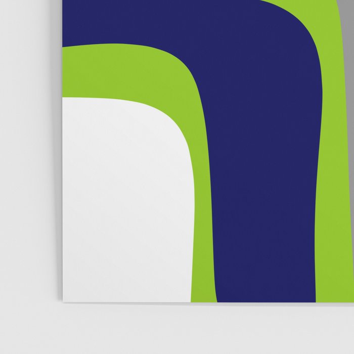 Midcentury Modern Abstract Lime Green Palm Springs Pattern with Navy Blue, Gray, and White Poster Gallery Image 3