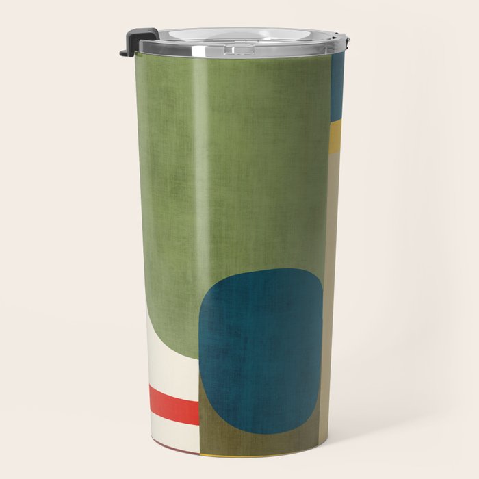 Green Tones Abstract Mid-Century Fall Artwork Travel Mug Gallery Image 3