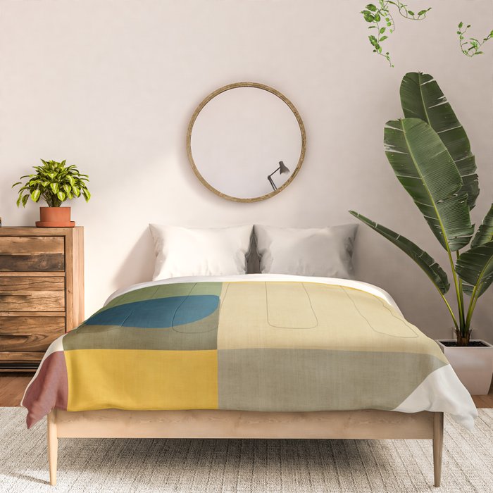 Green Tones Abstract Mid-Century Fall Artwork Comforter Gallery Image 3