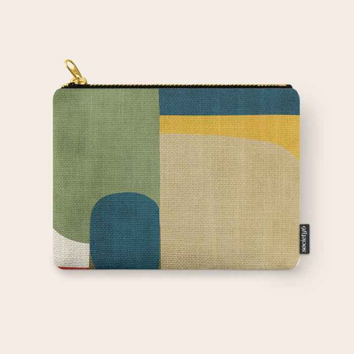 Green Tones Abstract Mid-Century Fall Artwork Carry All Pouch Gallery Image 1