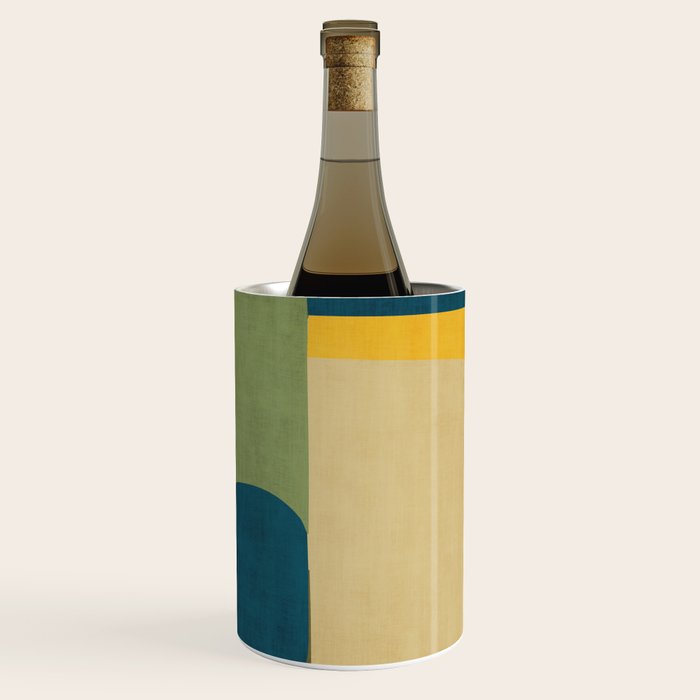Green Tones Abstract Mid-Century Fall Artwork Wine Chiller Gallery Image 1