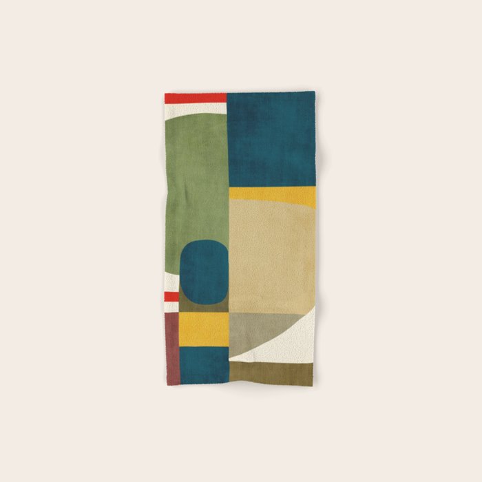 Green Tones Abstract Mid-Century Fall Artwork Bath Towel Gallery Image 1