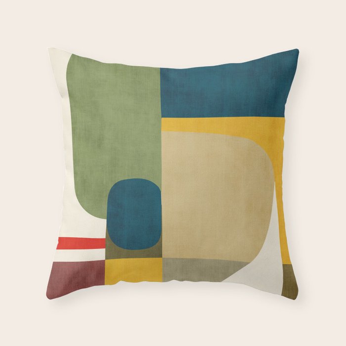 Green Tones Abstract Mid-Century Fall Artwork Throw Pillow Gallery Image 6