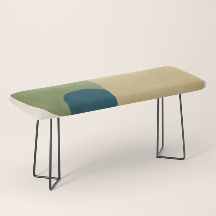 Green Tones Abstract Mid-Century Fall Artwork Bench Gallery Image 1