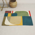 Green Tones Abstract Mid-Century Fall Artwork Rug Gallery Image 1