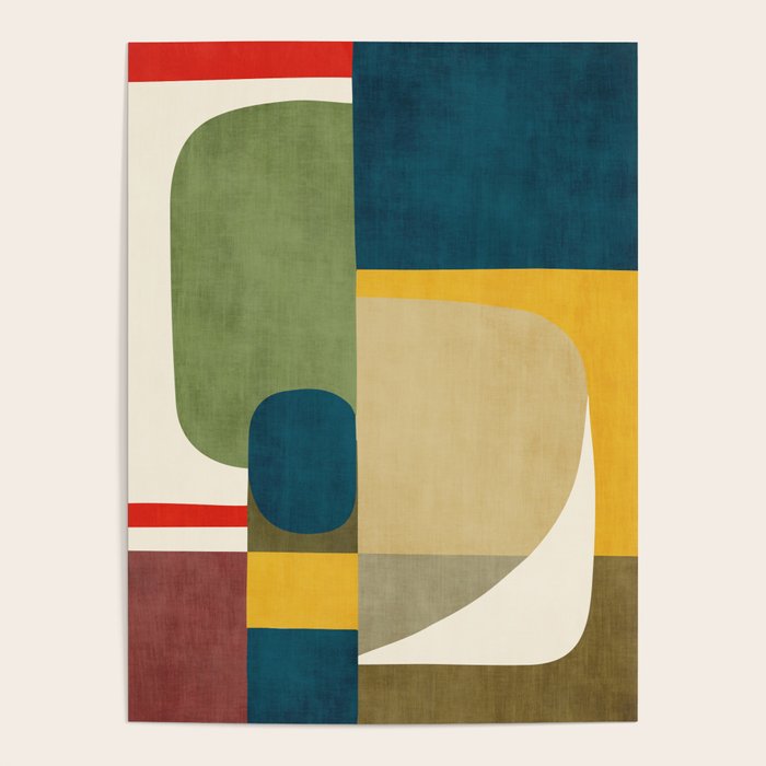 Green Tones Abstract Mid-Century Fall Artwork Poster Gallery Image 4