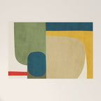 Green Tones Abstract Mid-Century Fall Artwork Welcome Mat Gallery Image 1