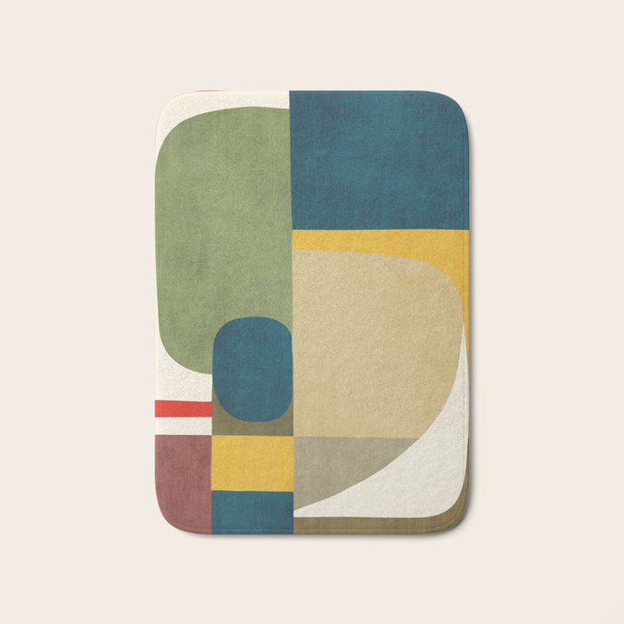 Green Tones Abstract Mid-Century Fall Artwork Bath Mat Gallery Image 1