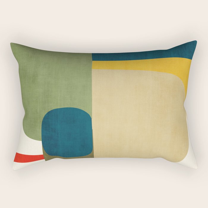 Green Tones Abstract Mid-Century Fall Artwork Rectangular Pillow Gallery Image 2