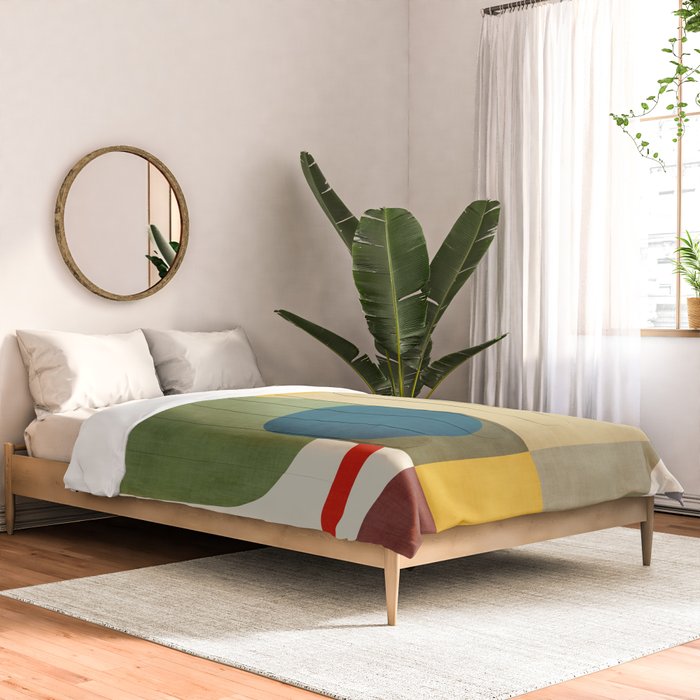 Green Tones Abstract Mid-Century Fall Artwork Comforter Gallery Image 2