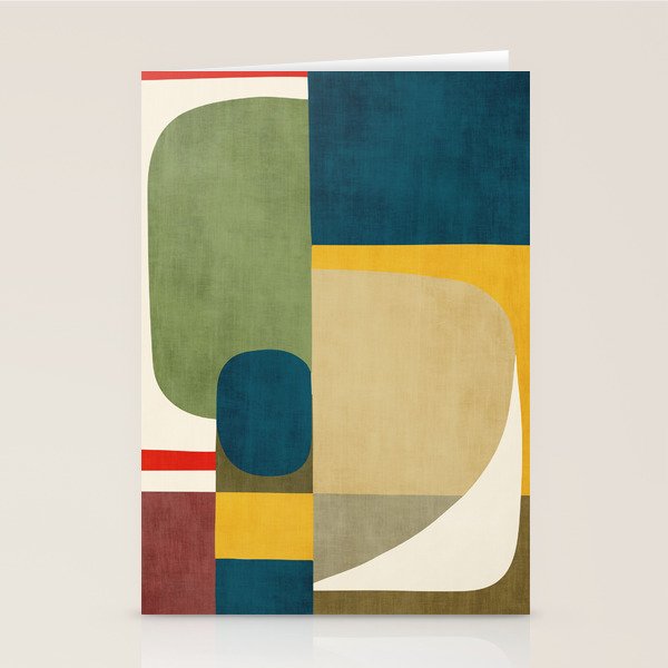 Green Tones Abstract Mid-Century Fall Artwork Stationery Card Gallery Image 2