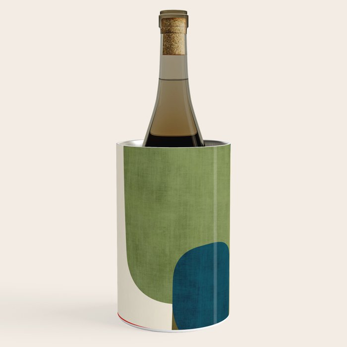 Green Tones Abstract Mid-Century Fall Artwork Wine Chiller Gallery Image 2