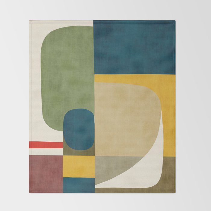 Green Tones Abstract Mid-Century Fall Artwork Throw Blanket Gallery Image 2