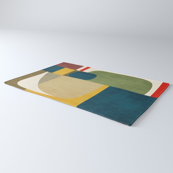 Green Tones Abstract Mid-Century Fall Artwork Rug Gallery Image 3