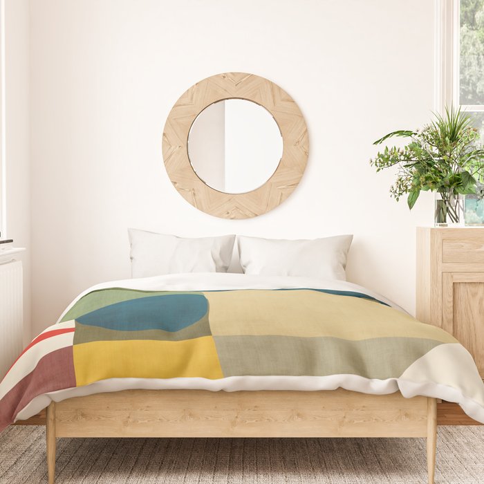 Green Tones Abstract Mid-Century Fall Artwork Duvet Cover Gallery Image 3