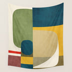 Green Tones Abstract Mid-Century Fall Artwork Wall Tapestry Gallery Image 4