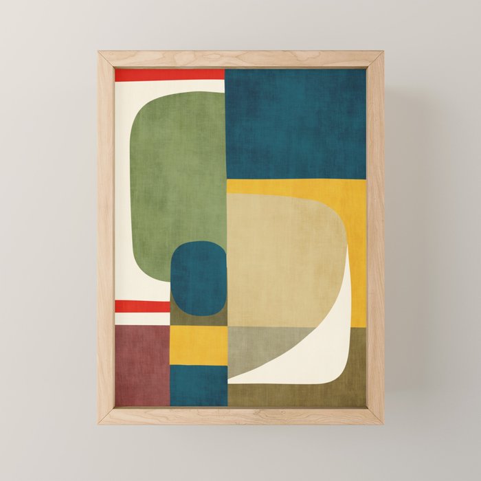 Green Tones Abstract Mid-Century Fall Artwork Mini Art Print Gallery Image 1