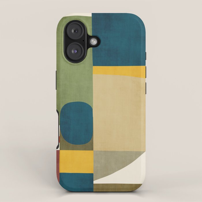 Green Tones Abstract Mid-Century Fall Artwork iPhone Case Gallery Image 1