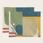 Green Tones Abstract Mid-Century Fall Artwork Placemat Gallery Image 1