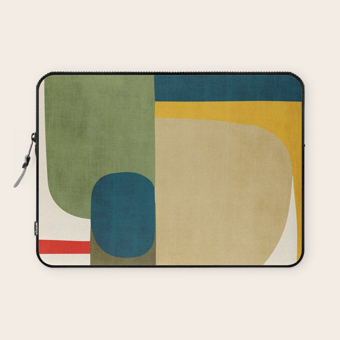 Green Tones Abstract Mid-Century Fall Artwork Laptop Sleeve