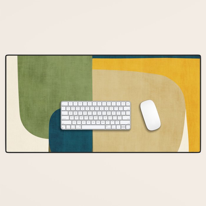 Green Tones Abstract Mid-Century Fall Artwork Desk Mat Gallery Image 1