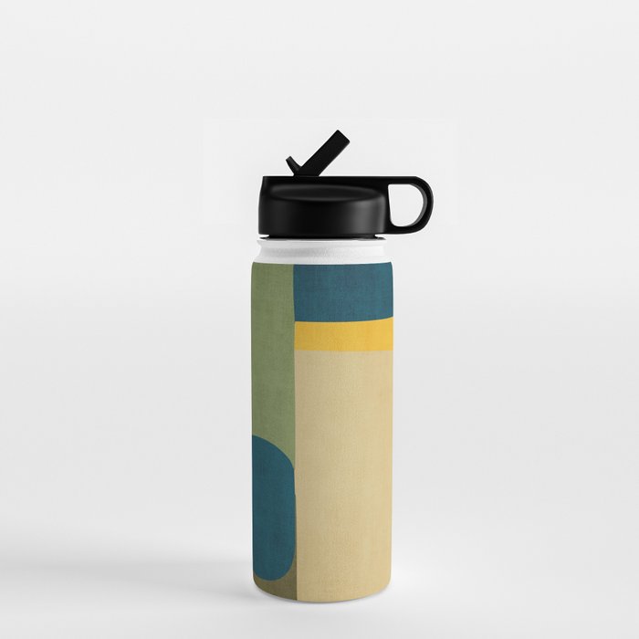 Green Tones Abstract Mid-Century Fall Artwork Water Bottle Gallery Image 1