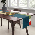 Green Tones Abstract Mid-Century Fall Artwork Table Runner Gallery Image 2