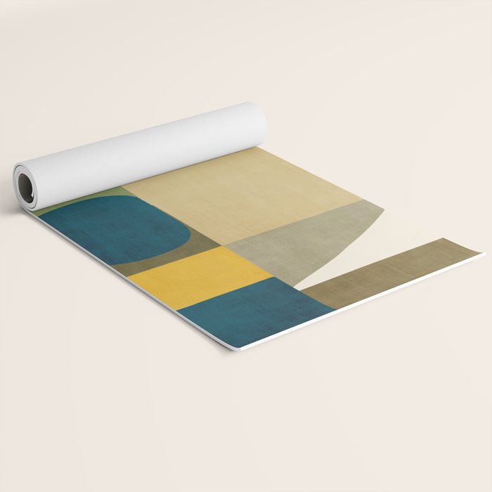 Green Tones Abstract Mid-Century Fall Artwork Yoga Mat Gallery Image 2