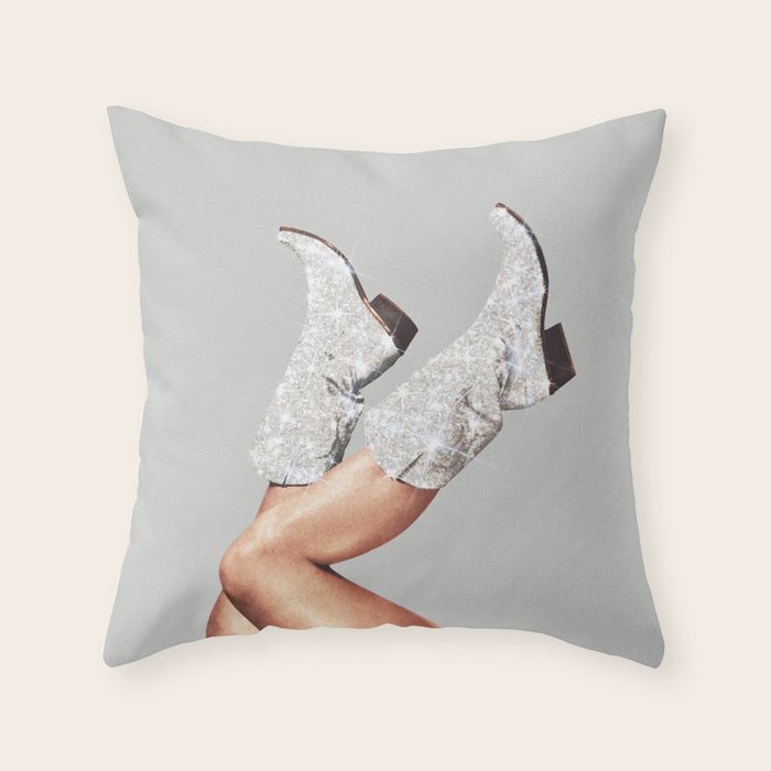 These Boots - Glitter Silver Throw Pillow Gallery Image 6