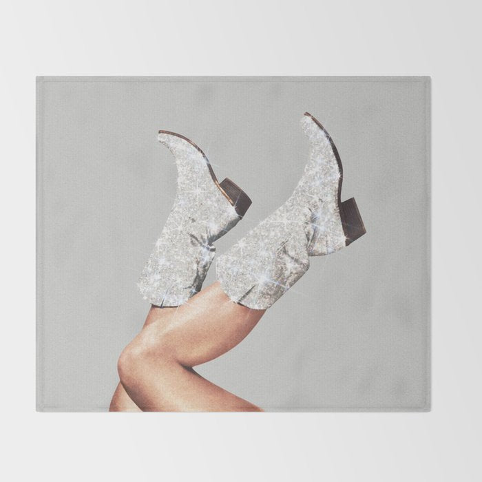 These Boots - Glitter Silver Throw Blanket Gallery Image 2