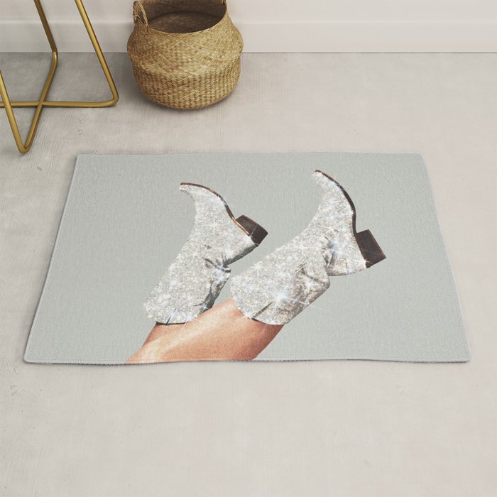 These Boots - Glitter Silver Rug Gallery Image 1