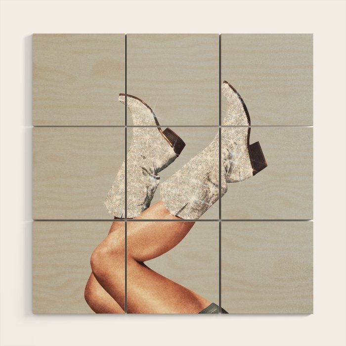 These Boots - Glitter Silver Wood Wall Art Gallery Image 1