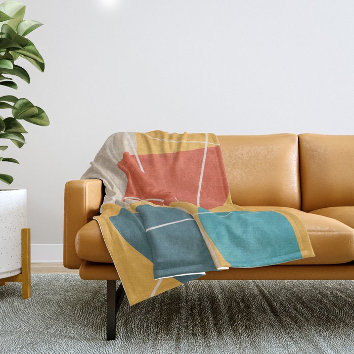 Minimal Colorful Abstract Shapes 11 Throw Blanket Gallery Image 1