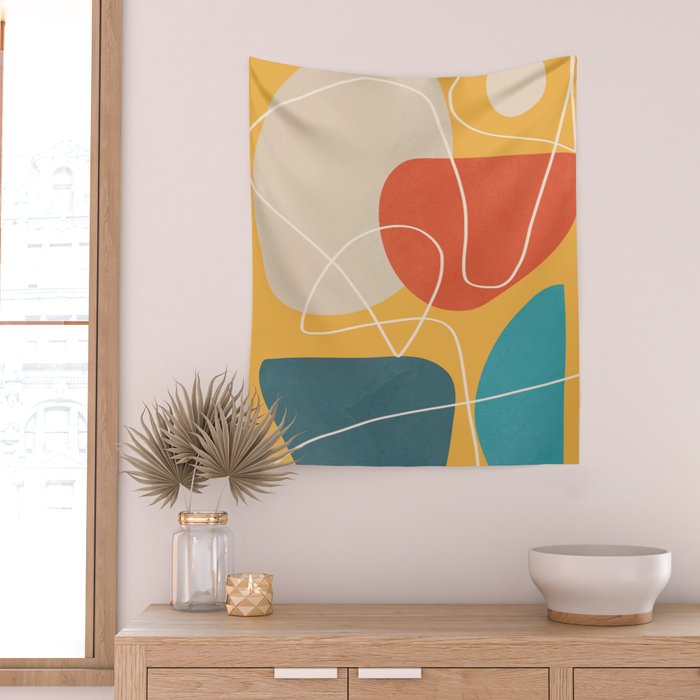 Minimal Colorful Abstract Shapes 11 Wall Tapestry Gallery Image 2