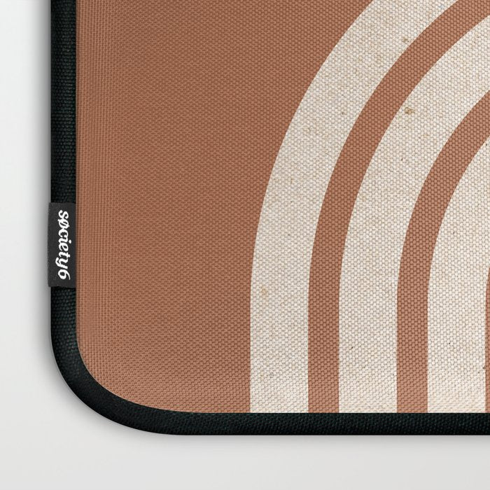 Mid century modern sun and rainbow on terracotta Laptop Sleeve Gallery Image 3