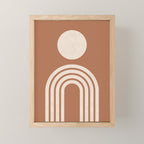 Mid century modern sun and rainbow on terracotta Mini Art Print Gallery Image 1