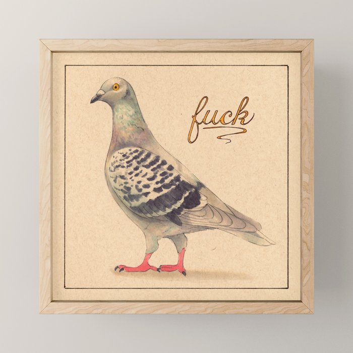 Fancy 'Fuck' Pigeon Mini Art Print Gallery Image 1