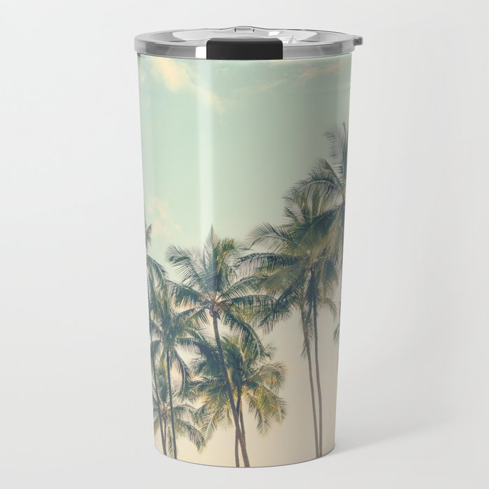Tropical Skies - Palm Trees, Beach Photography Travel Mug Gallery Image 1