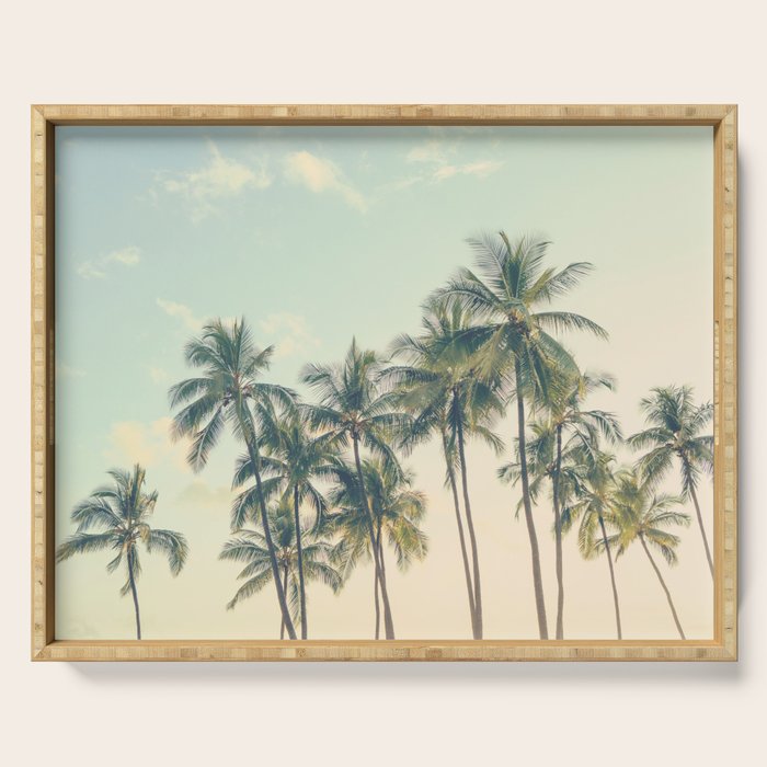 Tropical Skies - Palm Trees, Beach Photography Serving Tray Gallery Image 1