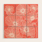 Coral Poppies Wood Wall Art Gallery Image 1