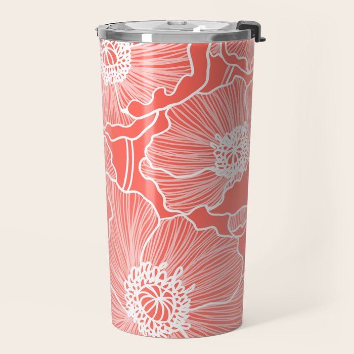 Coral Poppies Travel Mug Gallery Image 2