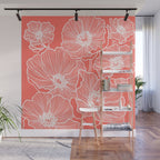 Coral Poppies Wall Mural Gallery Image 1