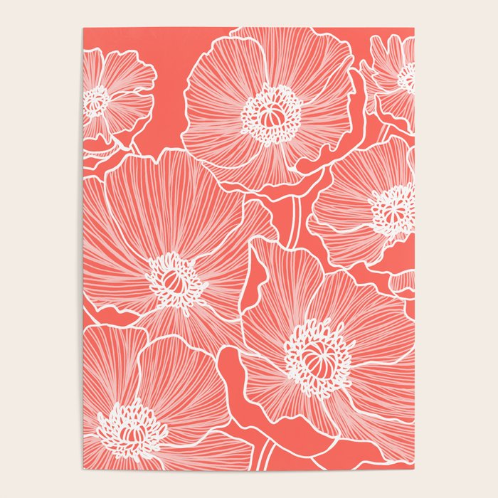 Coral Poppies Poster Gallery Image 4