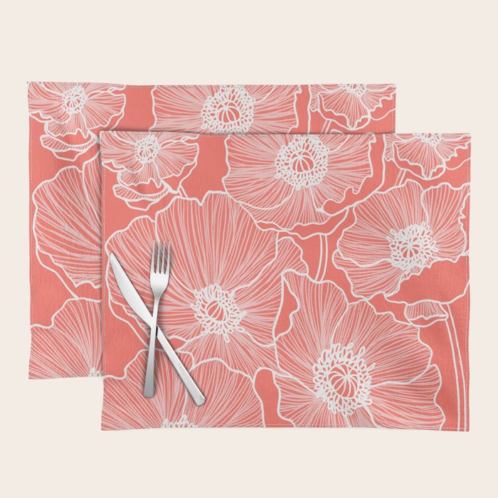 Coral Poppies Placemat Gallery Image 1