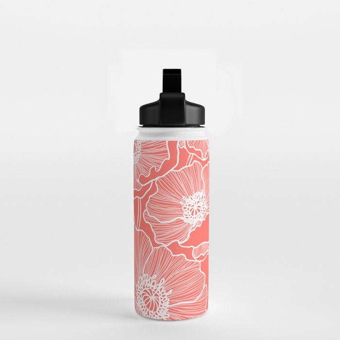 Coral Poppies Water Bottle Gallery Image 2