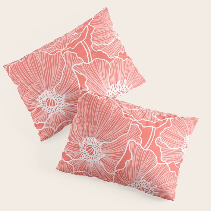 Coral Poppies Pillow Sham Gallery Image 3